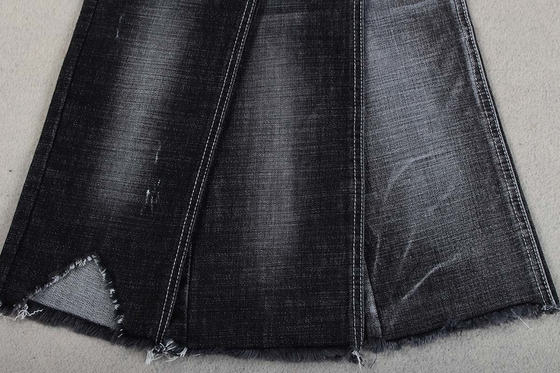 Siarka Black Cross Hatch Slub Stretch Cotton Lycra Denim Fabric