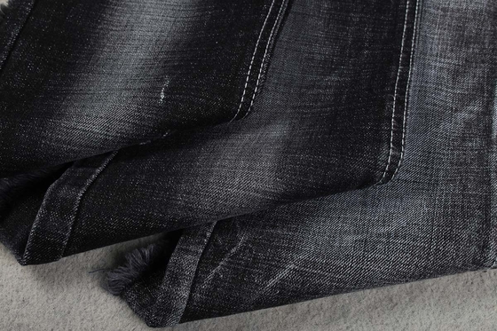 Siarka Black Cross Hatch Slub Stretch Cotton Lycra Denim Fabric
