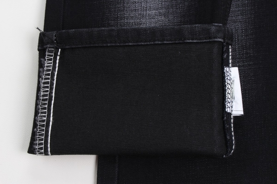 11.9 oz czarny i czarny tył krzyżówka slub dżinsów tkanina