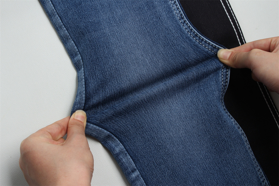 10.5 Oz Satyn Denim tkanina dla kobiet Jeans High Stretch Super Dark Blue