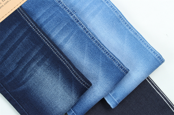 10.5 Oz Super Stretch Denim Tkanina dla kobiet Letnie Jeans Baweł Polyester Rayon Spandex Z Warp Slub Wysoki Stretch