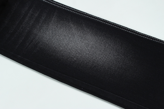 13.5oz Super Dark Black Color Denim Tkanina sztywna 100% Bawełna Przędza z recyklingu dla pracownika Jean Tkanina Czarna Czarna tylna strona