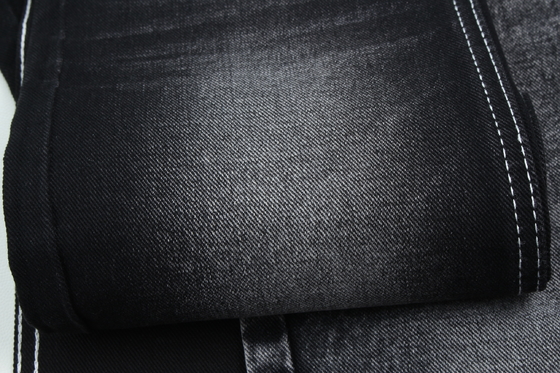 13.5oz Super Dark Black Color Denim Tkanina sztywna 100% Bawełna Przędza z recyklingu dla pracownika Jean Tkanina Czarna Czarna tylna strona