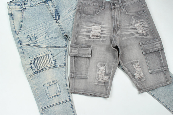 190 Cm Ring Slub Sulphur Black Stretch Denim Tkanina dla mężczyzn Jeans