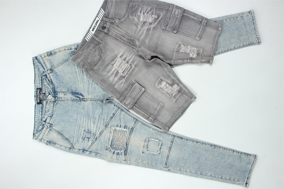 190 Cm Ring Slub Sulphur Black Stretch Denim Tkanina dla mężczyzn Jeans