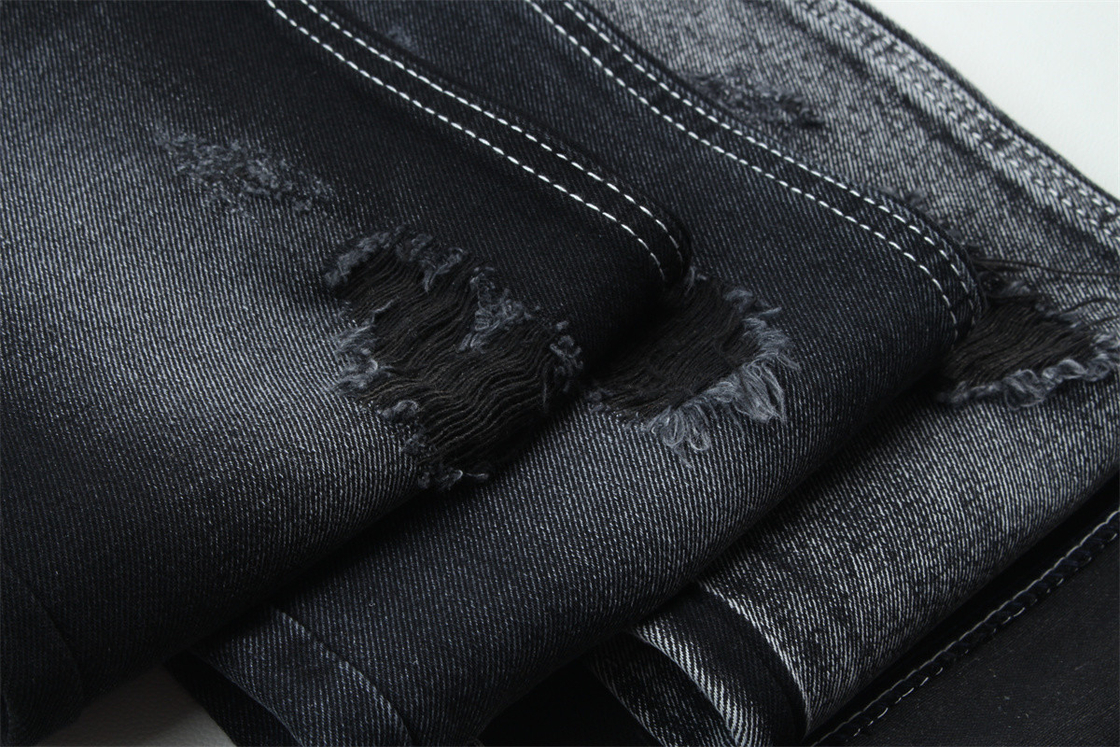 11.5oz Denim Tkanina sztywna 56%C 44%P Czarny I Czarny tylna strona dla marki stylu Jeans Boyfriend Style Soft Touch
