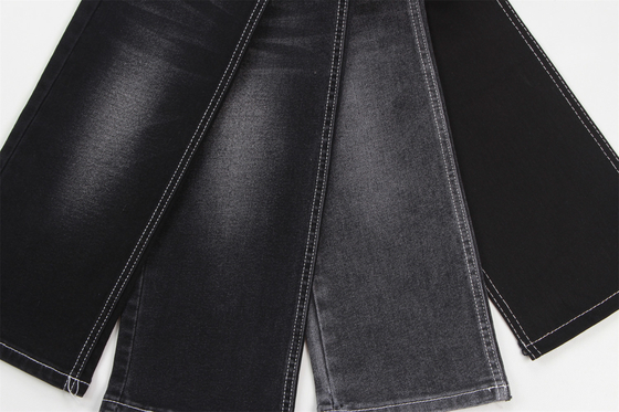 Tańsza cena 10,5 oz poliester spandex czarny denim z elastycznością tkanina denim dla dżinsów