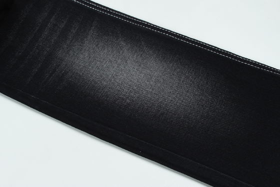 Dobra cena 13.5oz Super Dark Black Color Denim Tkanina sztywna 100% Bawełna Przędza z recyklingu dla pracownika Jean Tkanina Czarna Czarna tylna strona w Internecie